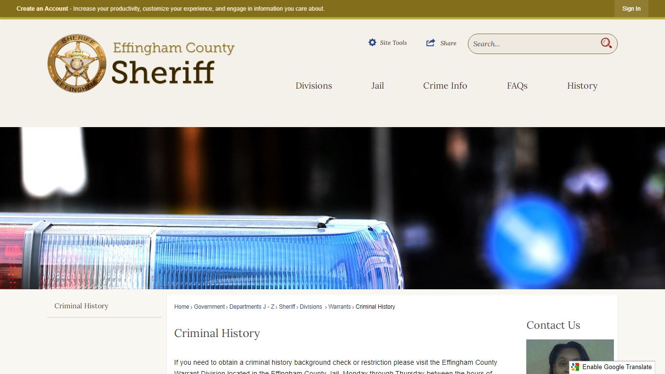 Criminal History | Effingham County, GA