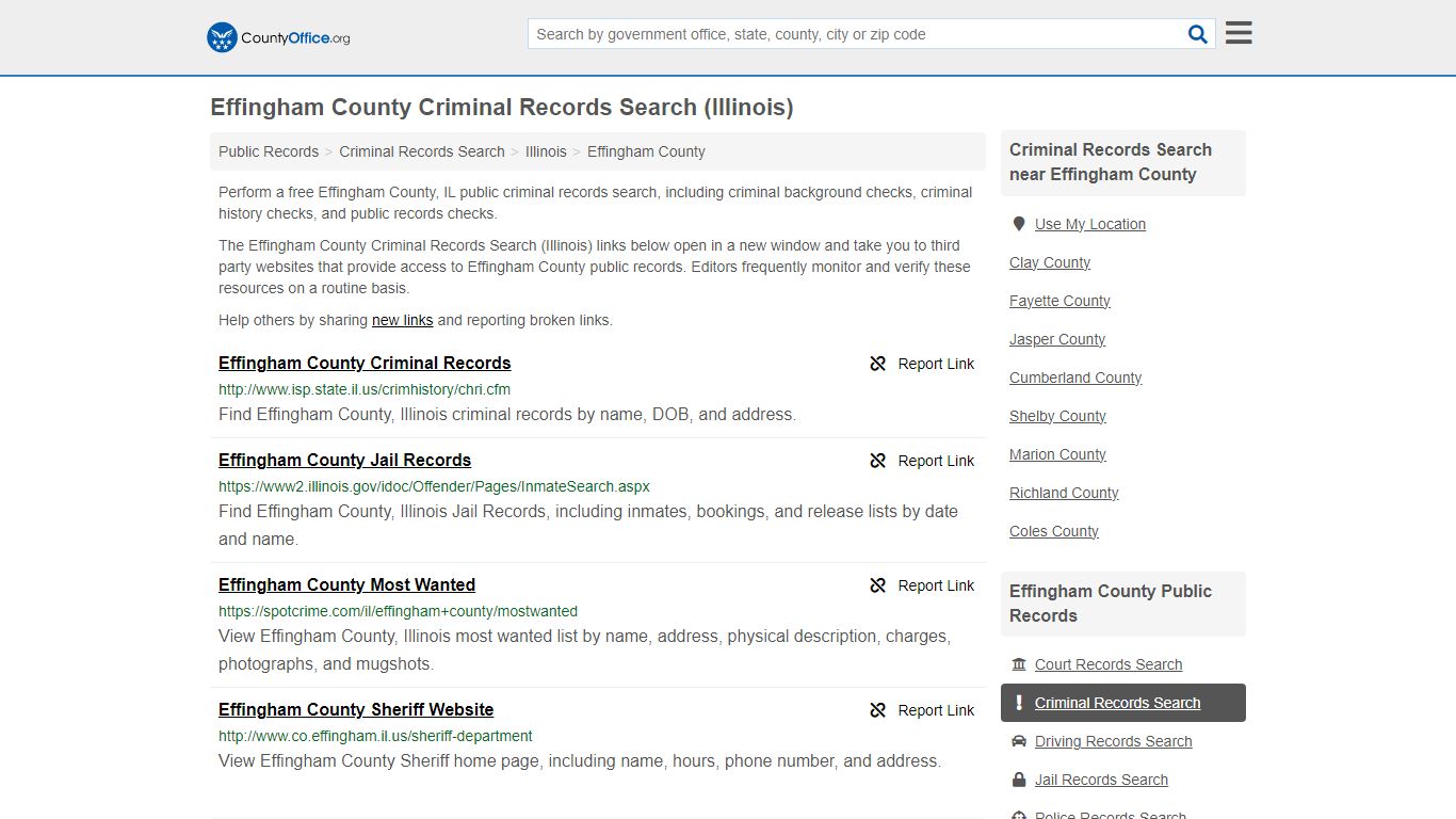 Criminal Records Search - Effingham County, IL (Arrests, Jails & Most ...