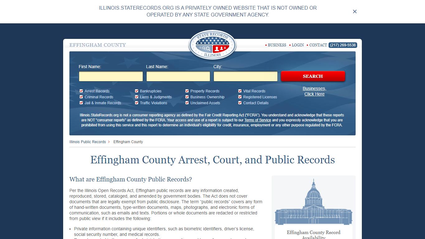 Effingham County Arrest, Court, and Public Records